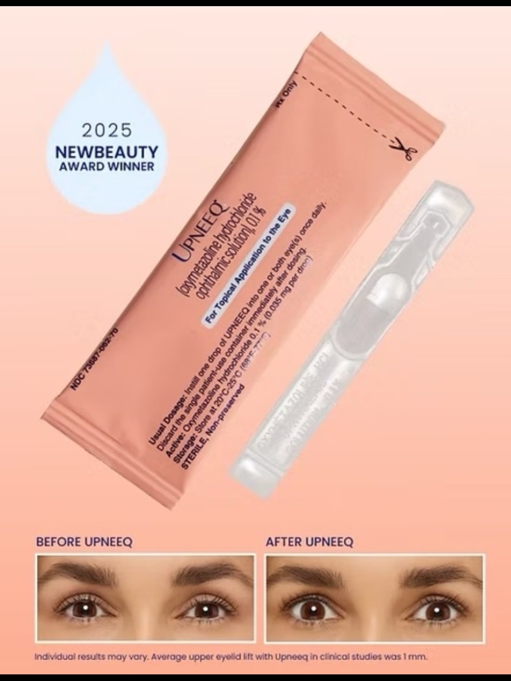 Upneeq Eye Drops for Eyelid Lift (3 Vials)
